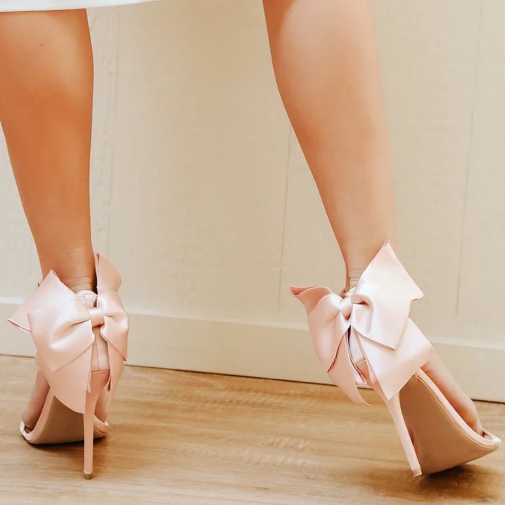 Pink Lulu’s Stilettos with Satin Ankle Bow - Picture 8 of 8